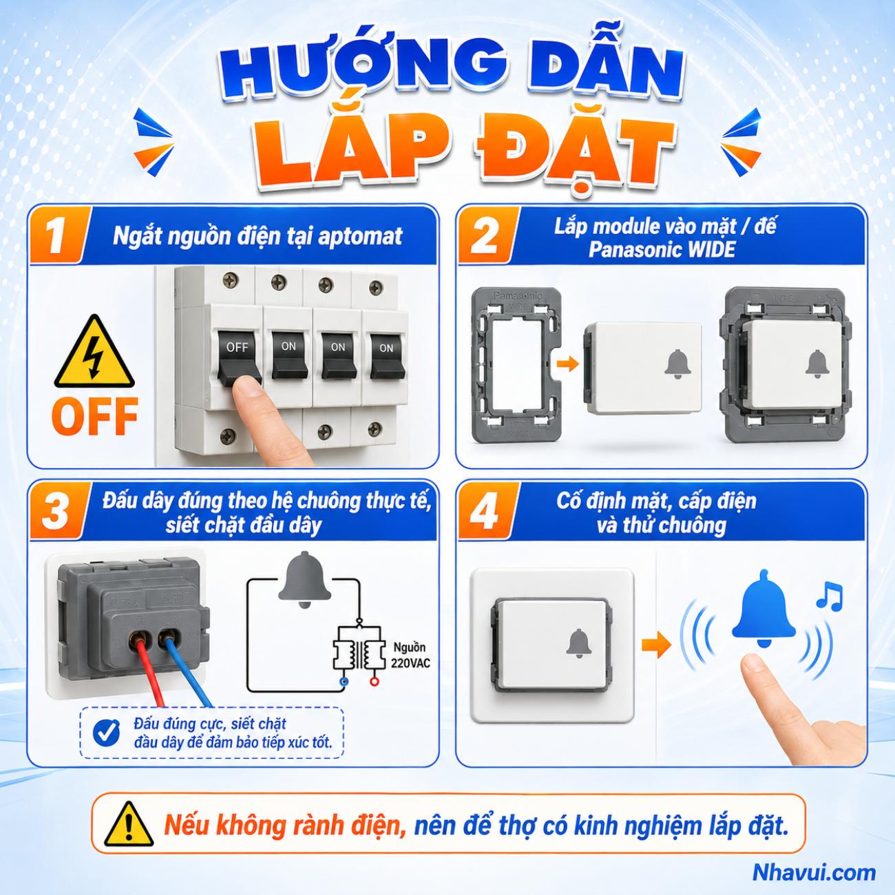 Nút nhấn chuông Panasonic WIDE Series 250VAC – 10A